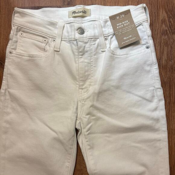 NWT Madewell Kick Out Crop Jeans In Pure White Size 26 - Picture 5 of 9